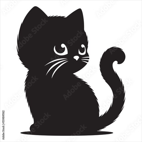 Realistic Cat Silhouette - The Charm of Everyday Feline Life  , black colour vactor 