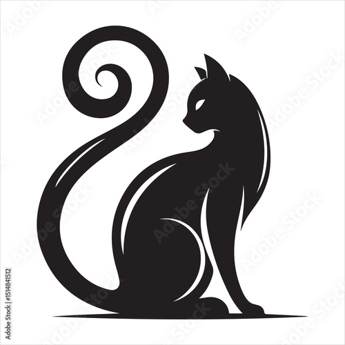 Realistic Cat Silhouette - The Charm of Everyday Feline Life  , black colour vactor 