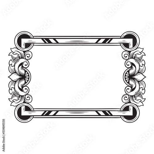 Ornament frame black and white. Decorative element for design