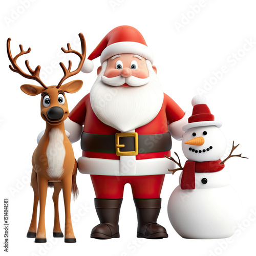 Santas Crew Holiday Cheer Trio with Cartoon Festive, and Fun and Ready for Christmas.