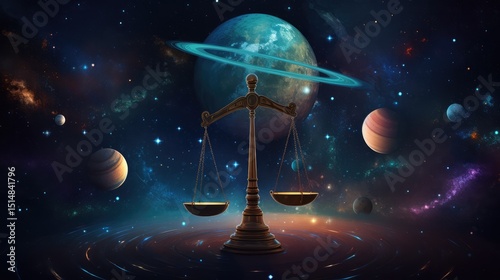 A lone satellite orbits through the dark cosmos, gazing upon a distant, blue Earth under a sky filled with countless stars, illustration symbolizing justice to commemorate the day of justice