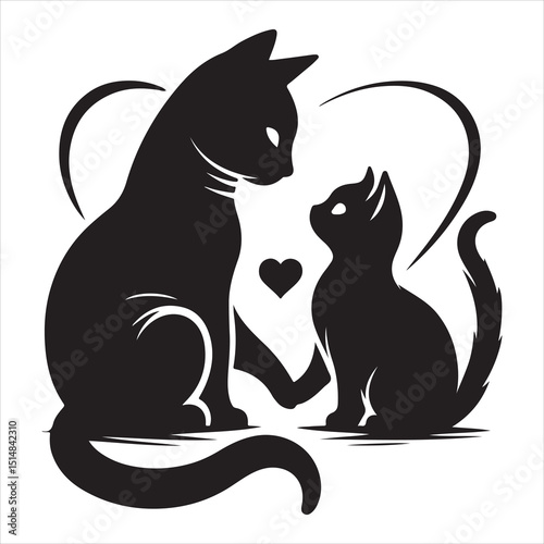 Realistic Cat Silhouette - The Charm of Everyday Feline Life  , black colour vactor 