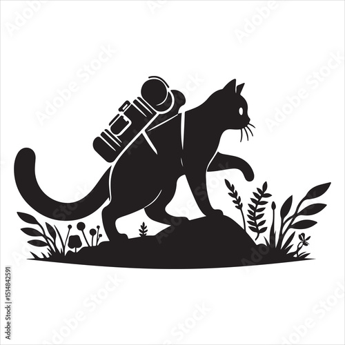 Realistic Cat Silhouette - The Charm of Everyday Feline Life  , black colour vactor 