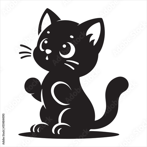 Realistic Cat Silhouette - The Charm of Everyday Feline Life  , black colour vactor 