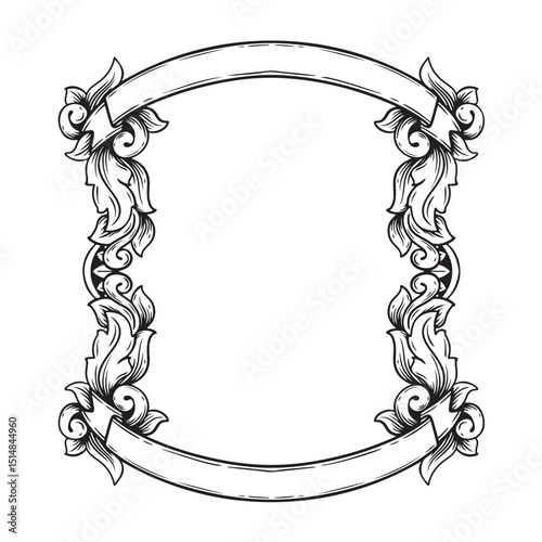 Illustration of floral frame with empty space for your text or image