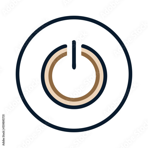 Power button icon in flat orange and black circular design