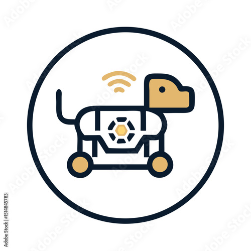 Robot dog icon with Wi-Fi signal and mechanical body