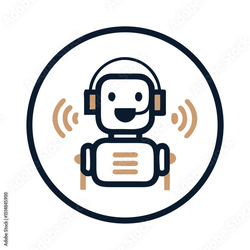 Chatbot icon with signal waves and friendly robot face
