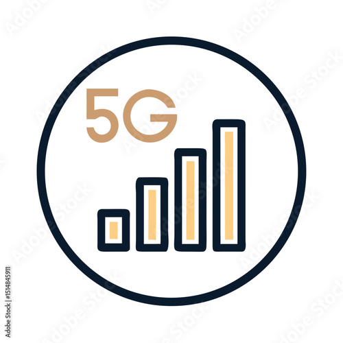 5G network signal bar icon in orange and black flat style