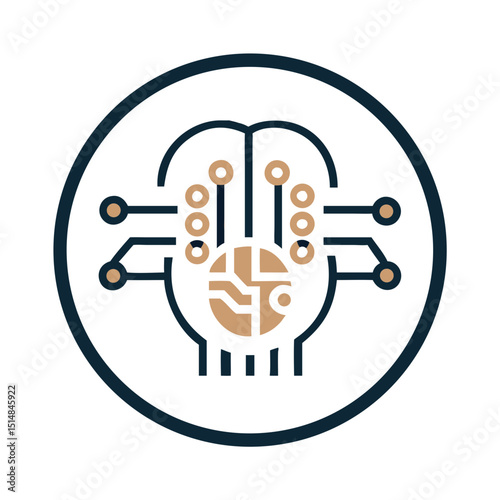 Brain with circuit pattern icon representing artificial intelligence