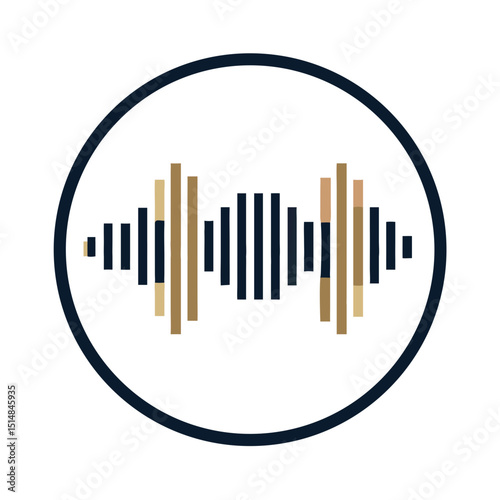 Sound wave icon in flat black and orange minimal style