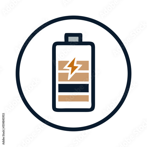 Charging battery icon with bolt and level indicator