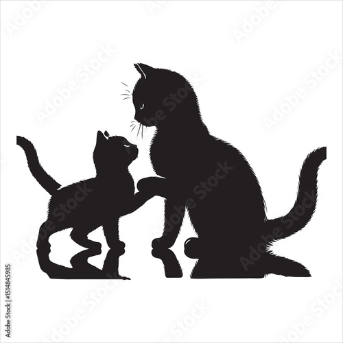 Realistic Cat Silhouette - The Charm of Everyday Feline Life  , black colour vactor 