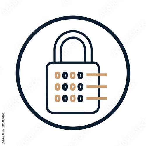 Secure padlock icon with binary dots and circuit keylines