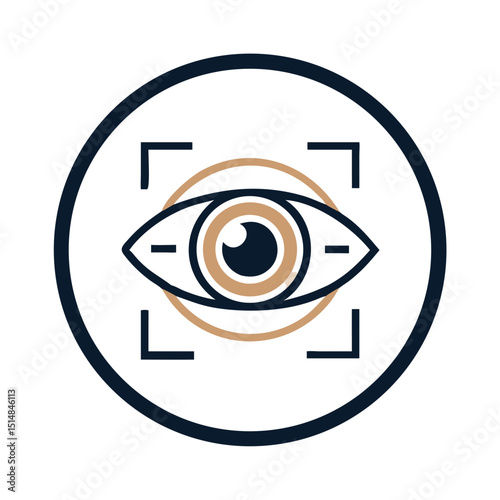 Eye scan icon with rectangular frame in biometric style