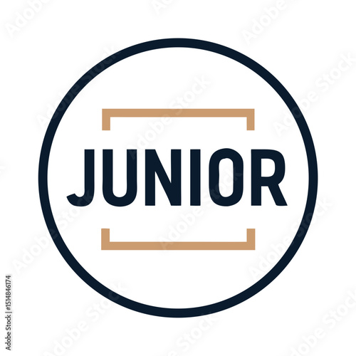 Junior tag icon with outlined label in bold letters