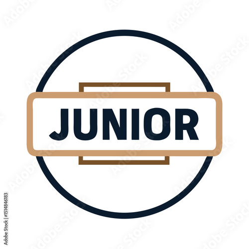Junior badge icon in flat bold typography style
