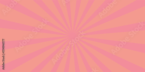 Abstract Pink rays background. Illustration of pink sunlight. Pop art comics pink background cartoon style. Pink rays with gradient halftone. Comic star burst rays. Vintage backdrop. Vector EPS10