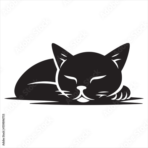 Realistic Cat Silhouette - The Charm of Everyday Feline Life  , black colour vactor 
