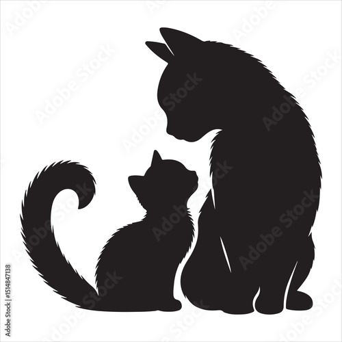 Realistic Cat Silhouette - The Charm of Everyday Feline Life  , black colour vactor 