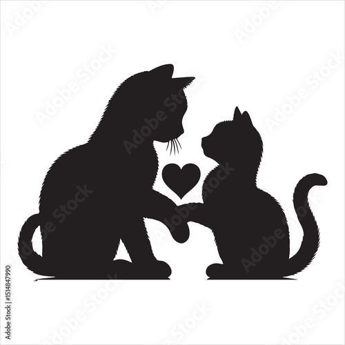Realistic Cat Silhouette - The Charm of Everyday Feline Life  , black colour vactor 