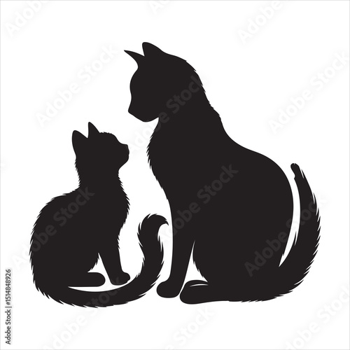 Realistic Cat Silhouette - The Charm of Everyday Feline Life  , black colour vactor 