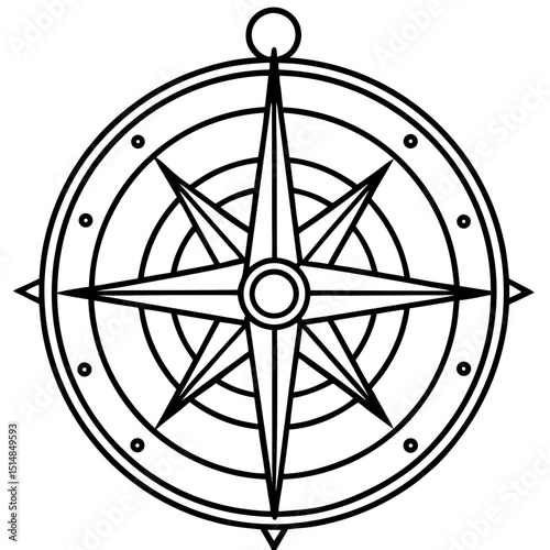 Compass Vector Illustration Navigation Nautical Direction Design