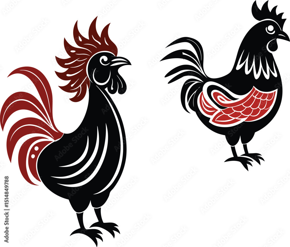 Fototapeta premium Hen Vector Illustration – Farm Chicken Clipart for Agriculture, Animal, and Poultry Design Projects