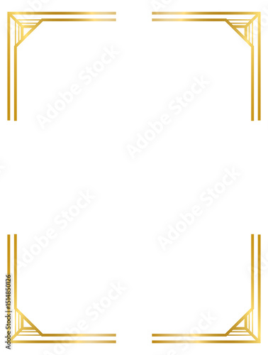 Decorative frames, Art Deco gold frame, vintage frame line collection png transparent background,