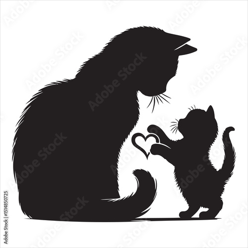 Realistic Cat Silhouette - The Charm of Everyday Feline Life  , black colour vactor 