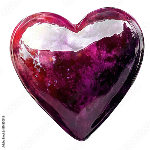 Sparkling Heart Glass love with purple passion on black.
