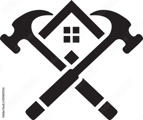 Simple line home service icon symbol logo design illustration
