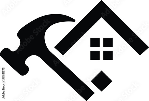 Simple line home service icon symbol logo design illustration