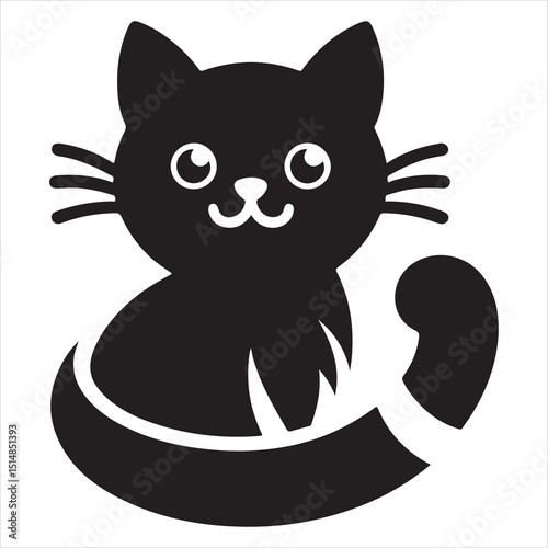 Realistic Cat Silhouette - The Charm of Everyday Feline Life  , black colour vactor 
