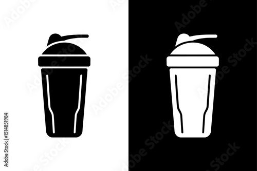Shaker Bottle Vector Simple Black and White Icon for Gym Logos.