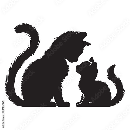 Realistic Cat Silhouette - The Charm of Everyday Feline Life  , black colour vactor 