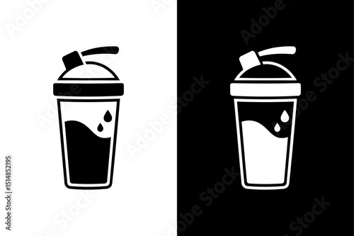 Fitness Shaker Icon – Clean Black Silhouette Vector on White Background.