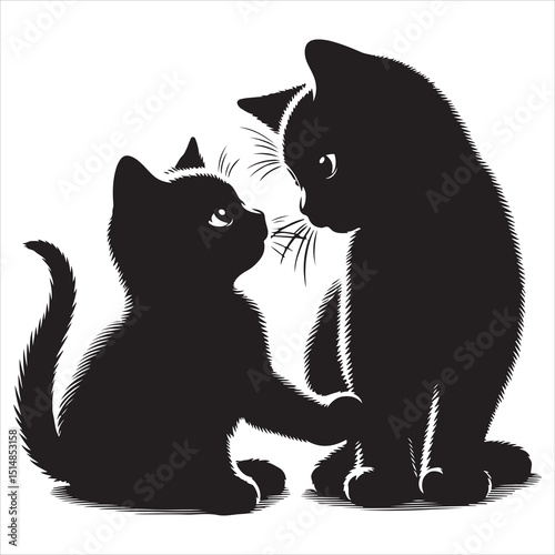 Realistic Cat Silhouette - The Charm of Everyday Feline Life  , black colour vactor 