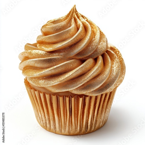 Delicious caramel flavored cupcake with soft moist cake and rich smooth frosting in a classic paper liner perfect for desserts and sweet treats