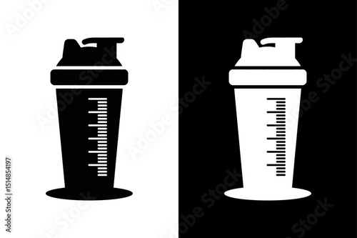 Protein Shaker Silhouette Vector Icon in Black and White for Fitness Designs.