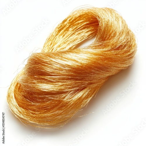 Beautiful shiny golden hair extension bundle with silky smooth texture and reflective surface, showcasing healthy glossy hair for hair styling or fashion use