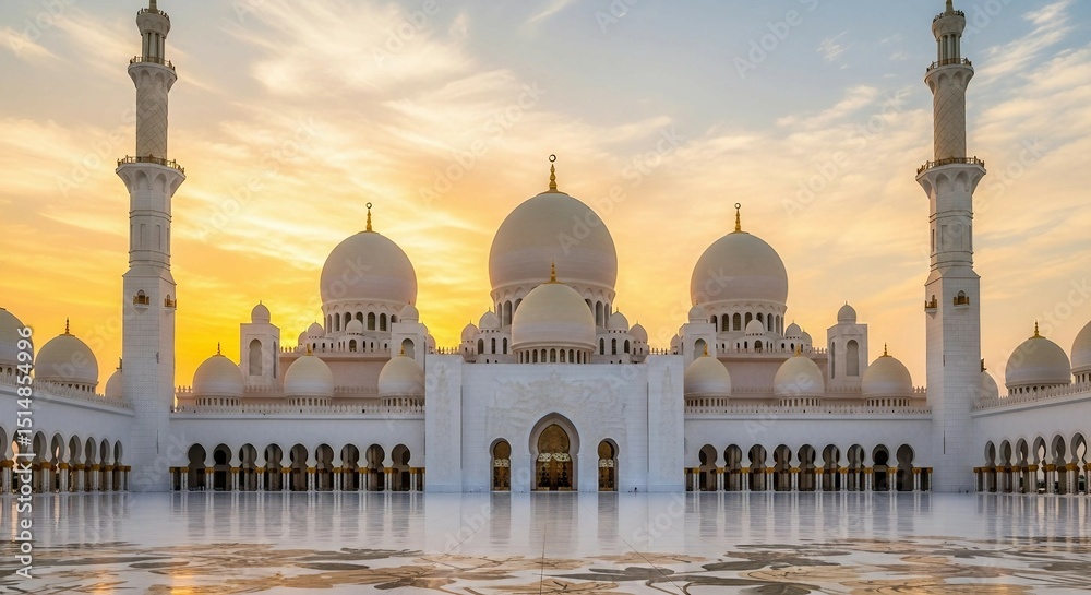 Obraz premium Magnificent Mosque Under the Sun Sky Scenery