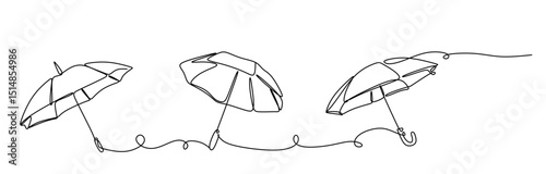One Continuous line drawing of umbrella. line art of umbrella cover day good for umbrella cover day celebrate. line art. illustration. Editable stroke.