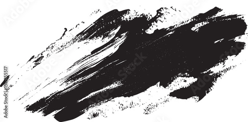 Ink brush stroke design black vector. Grunge painted brush texture on white background. Artistic isolated ink brush lines for design use.