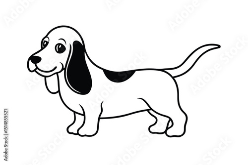 beautiful dog with cartoon type line art vector illustration 