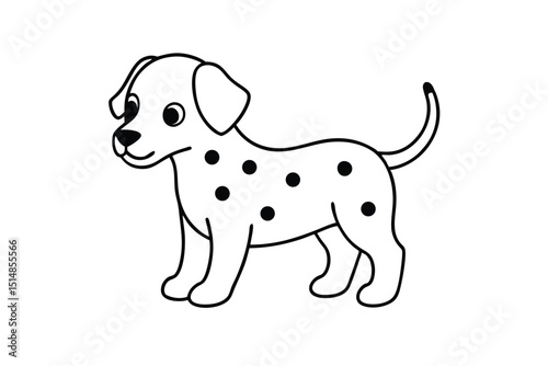 beautiful dog with cartoon type line art vector illustration 