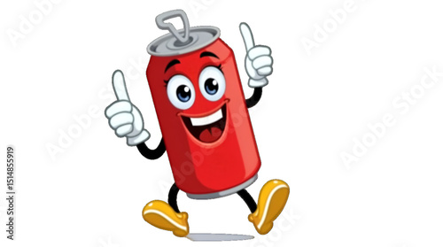 International Beer Day, Vintage Soda Can Cartoon Mascot Character, Isolate On Transparent Background Cut Out, National Beer Day Concept, Photo Illustration Image Picture 