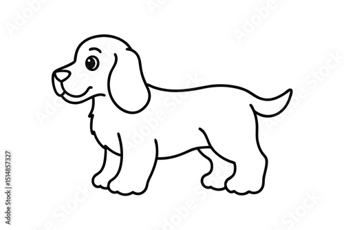 beautiful dog with cartoon type line art vector illustration 
