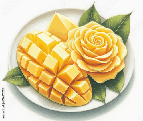 Thai Gold Light Carved mango isolated watercolor vector illustration svg