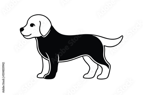 beautiful dog with cartoon type line art vector illustration 